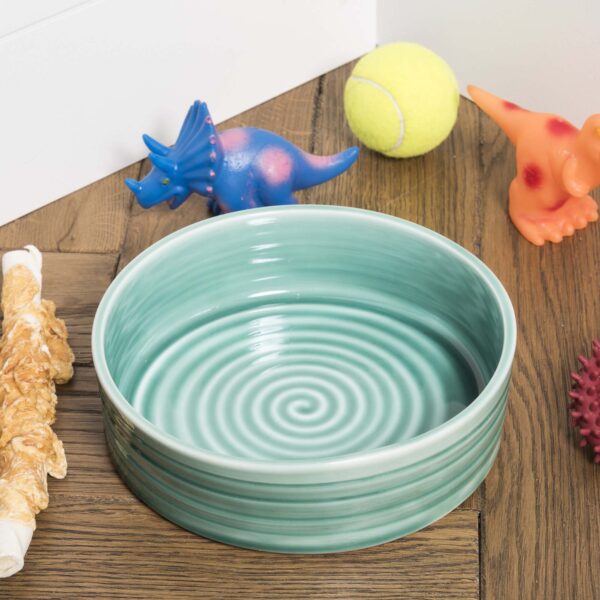 Aquamarine Turquoise Dog Bowl Mud Ireland Handcrafted Irish Pottery Ceramics