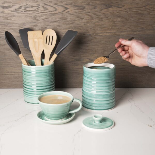 Aquamarine Storage Jar In Use Mud Ireland Handcrafted Irish Pottery Ceramics