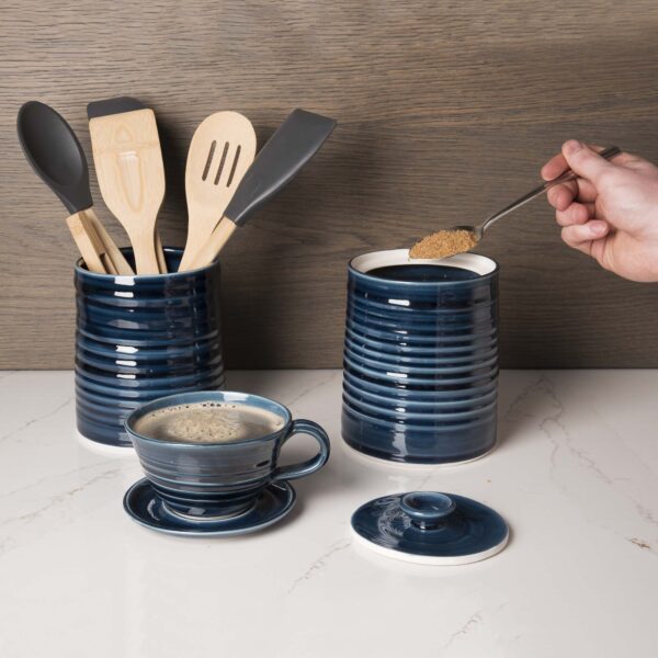 Midnight Navy Storage Jar in use Mud Ireland Handcrafted Irish Pottery Ceramics