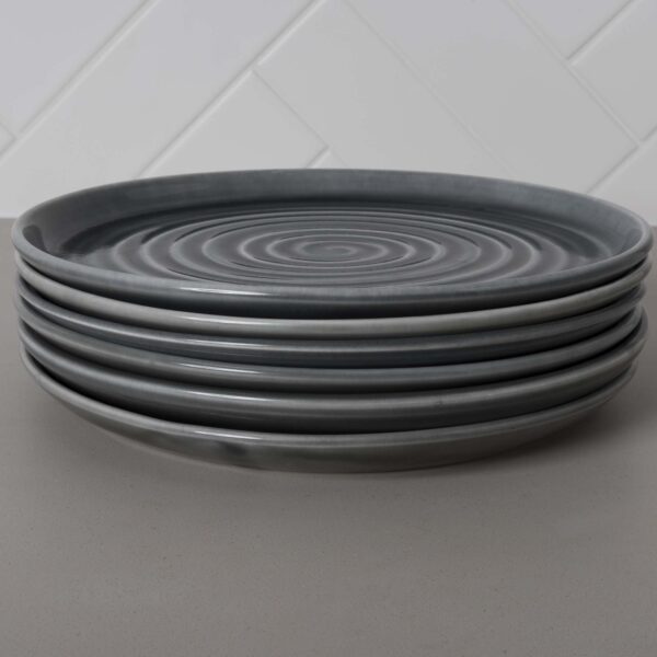 Nimbus Grey Dinner Plate Stack Mud Ireland Handcrafted Irish Pottery Ceramics