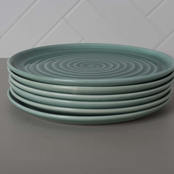 Aquamarine Turquoise Dinner Plate Stack Mud Ireland Handcrafted Irish Pottery Ceramics