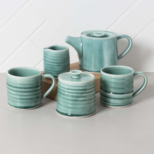 Aquamarine Tea for Two Set Mud Ireland Handcrafted Irish Pottery and Ceramics