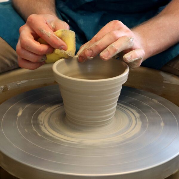 Josh throwing a plant pot Mud Ireland Pottery Class