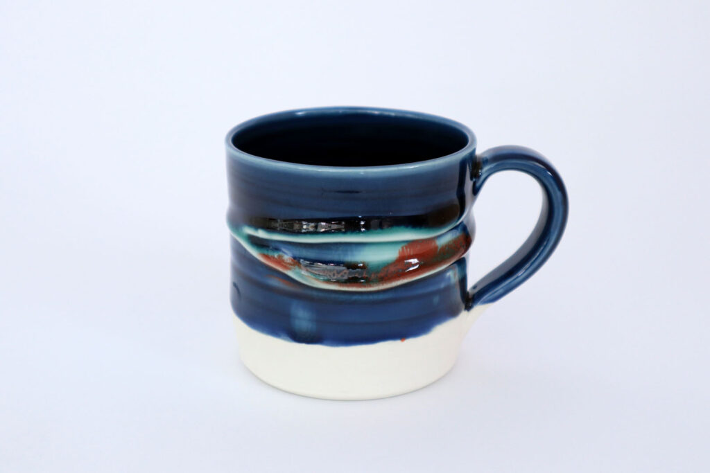 Northern Lights Mug with coloured accents 2 Mud Ireland Pottery Irish Insipiration clay porcelain handmade